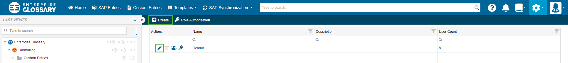 Create and Edit Role in the Maintain Roles area