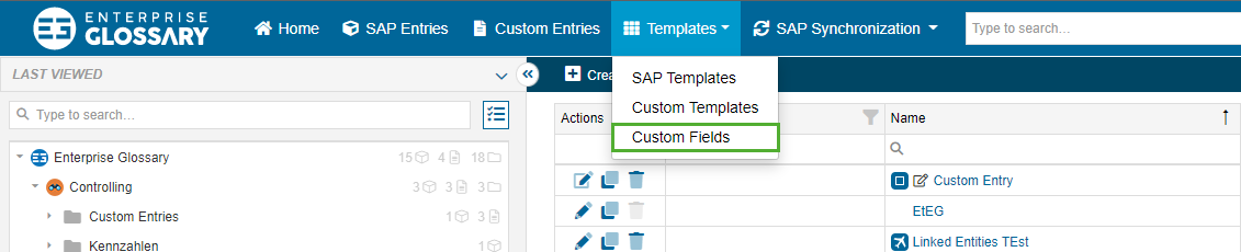 Custom fields in the navigation